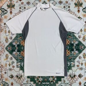 Under Armour Men's XL‎ White Grey Short Sleeve Mock Neck ColdGear Shirt